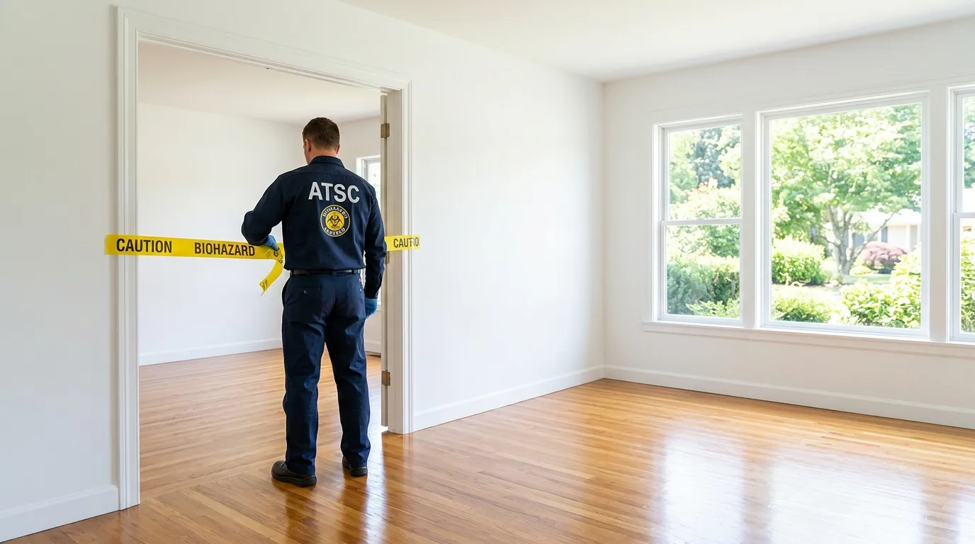 Certified biohazard cleanup crew performing Decomposition Cleanup in Brownsville